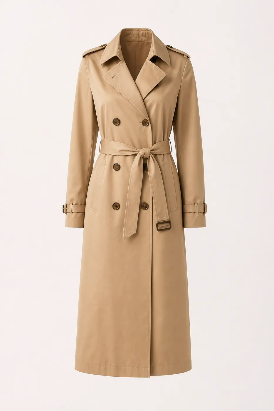 Trench Long en Coton Enduit Studio